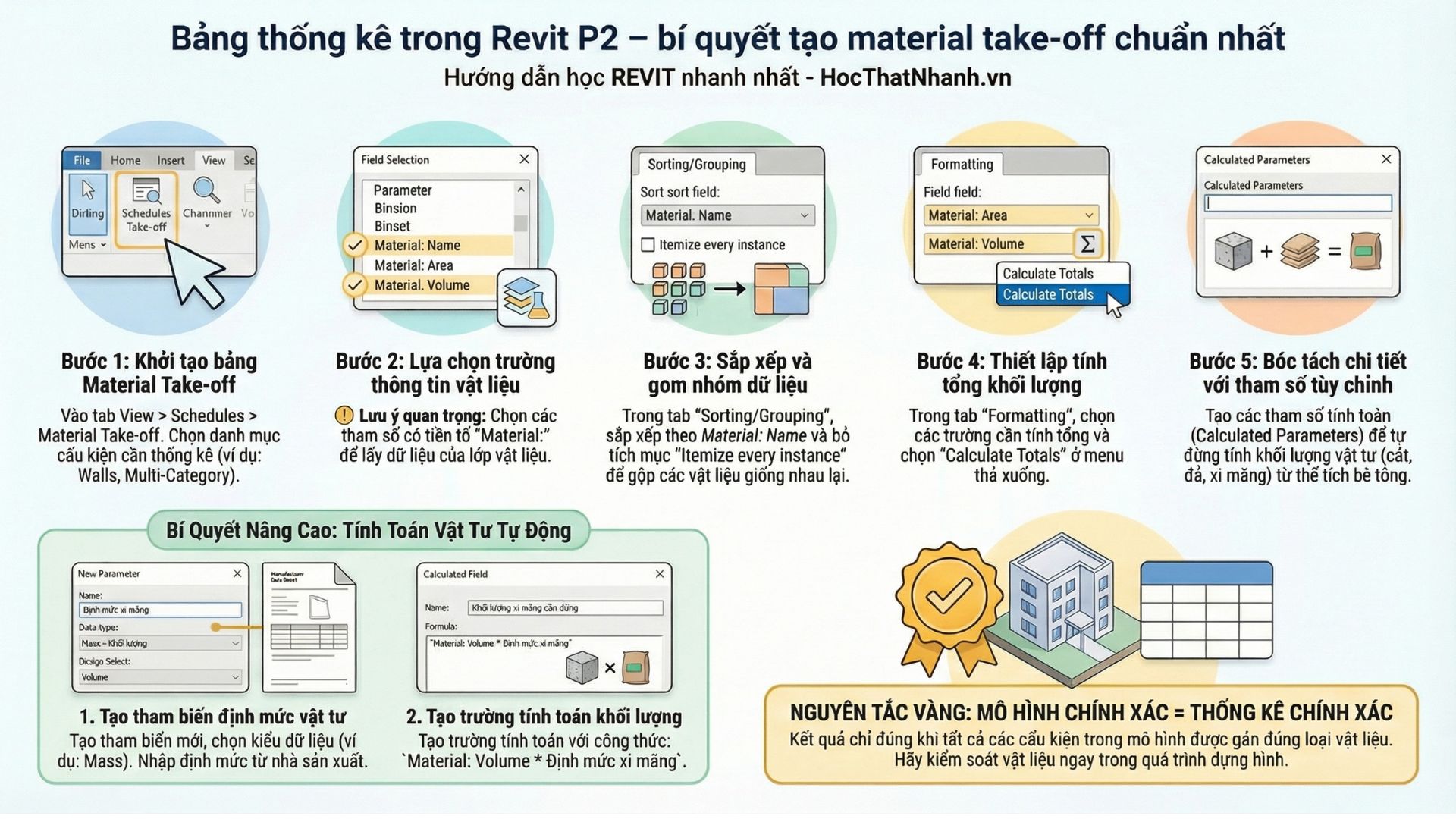Bảng thống kê trong Revit P2 – bí quyết tạo material take-off chuẩn nhất