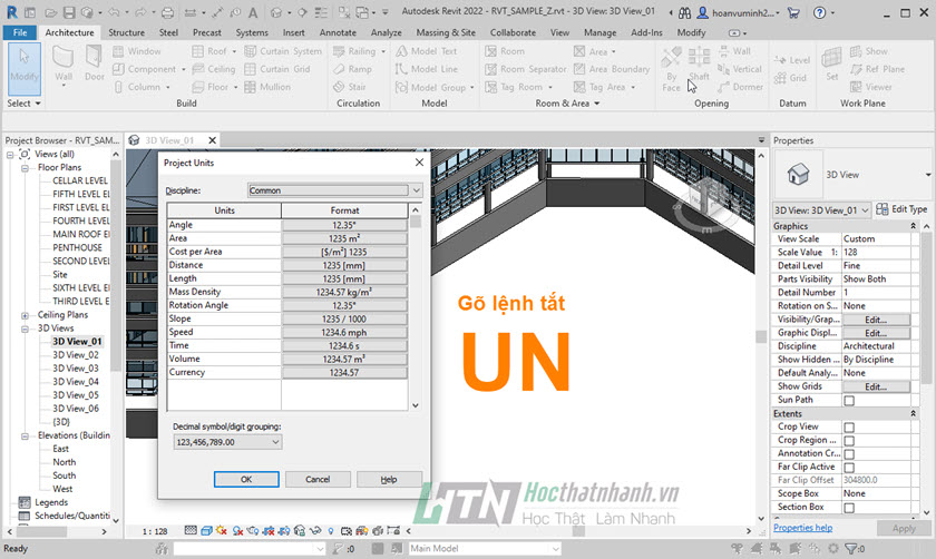 Cách đổi đơn vị trong Revit - Bước 1