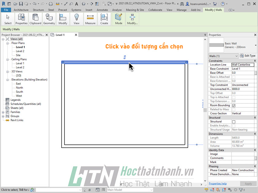 Chọn đối tượng trong Revit - Cách 1