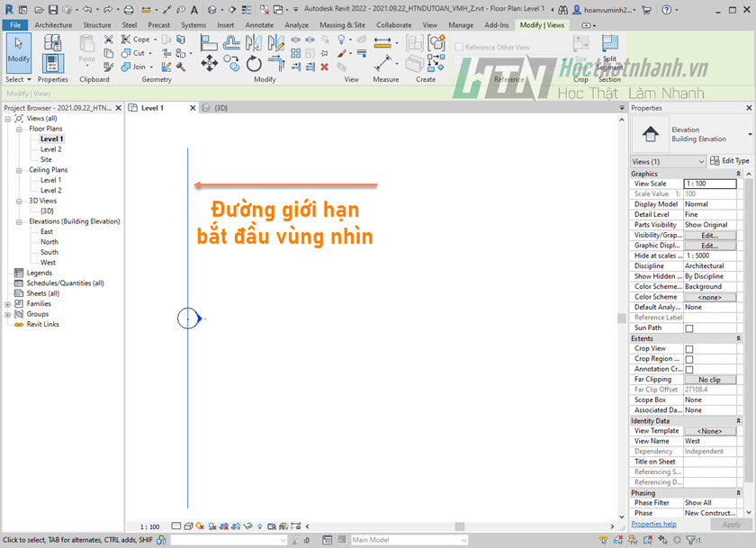 Đường giới hạn bắt đầu vùng nhìn Far Clip Revit