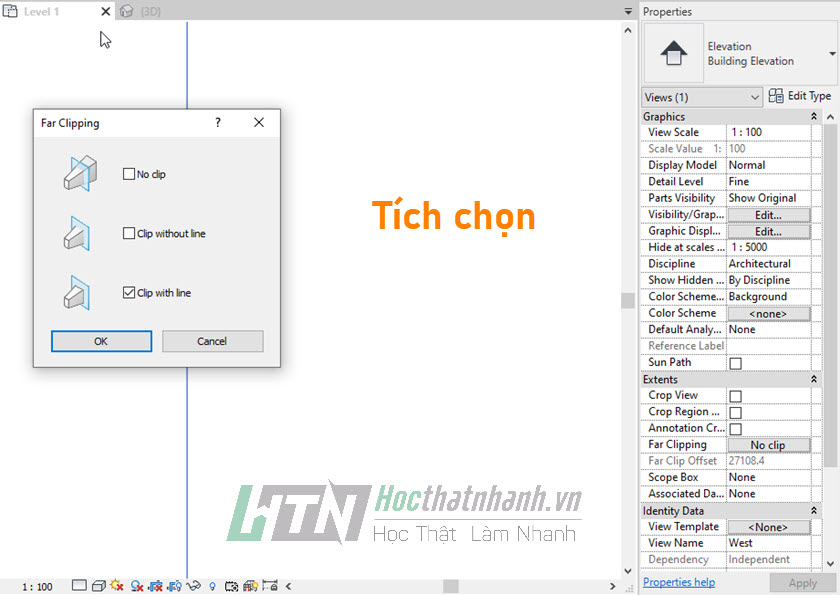 Thiết lập Far Clip Offset Revit - Bước 3