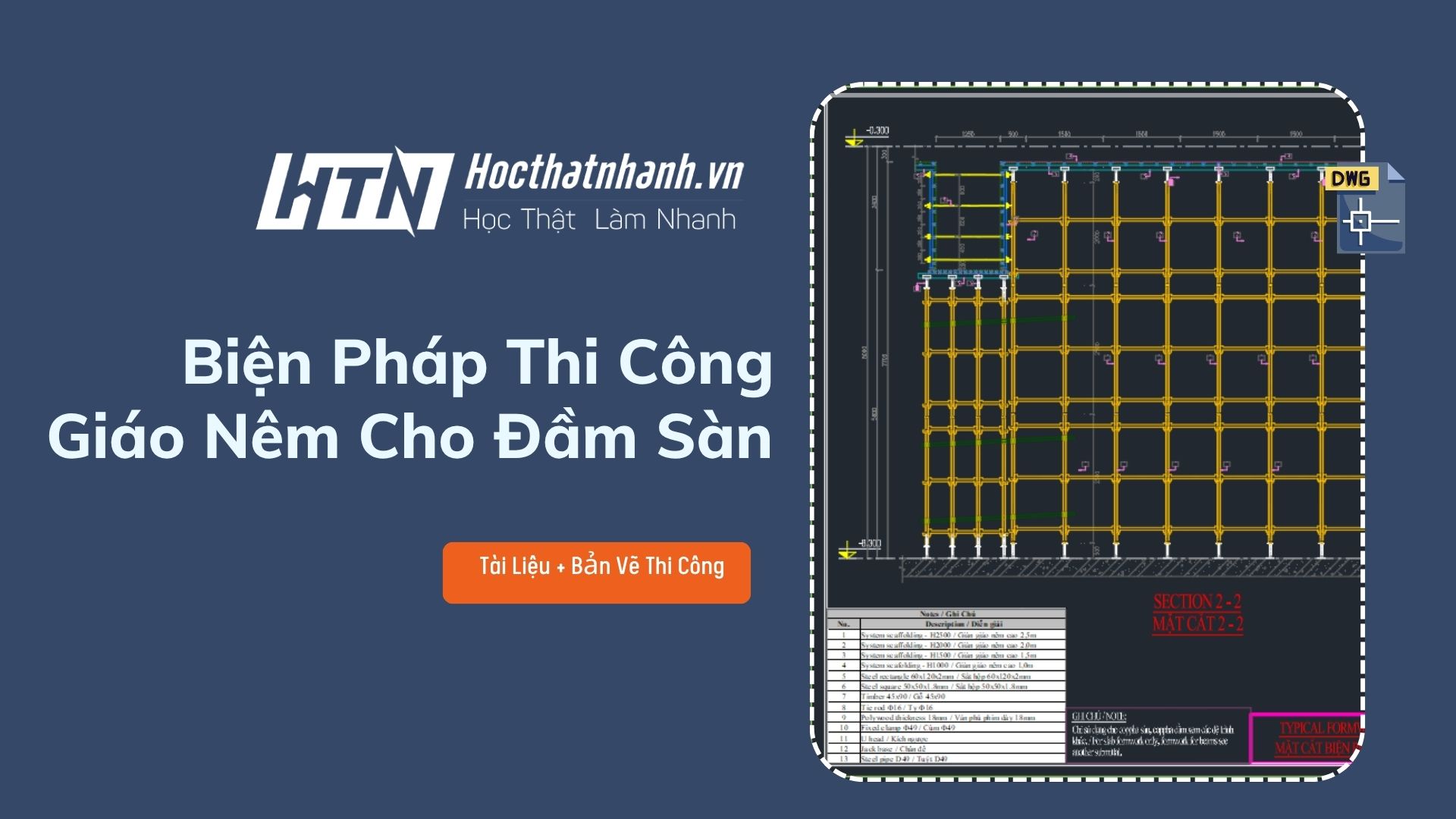 Biện Pháp Thi Công Giáo Nêm Cho Đầm Sàn [Word+CAD]