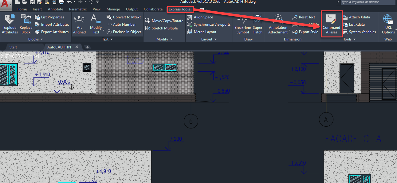 Cài đặt lệnh tắt trong CAD bằng cách sửa lệnh từ Command Aliases - Bước 1