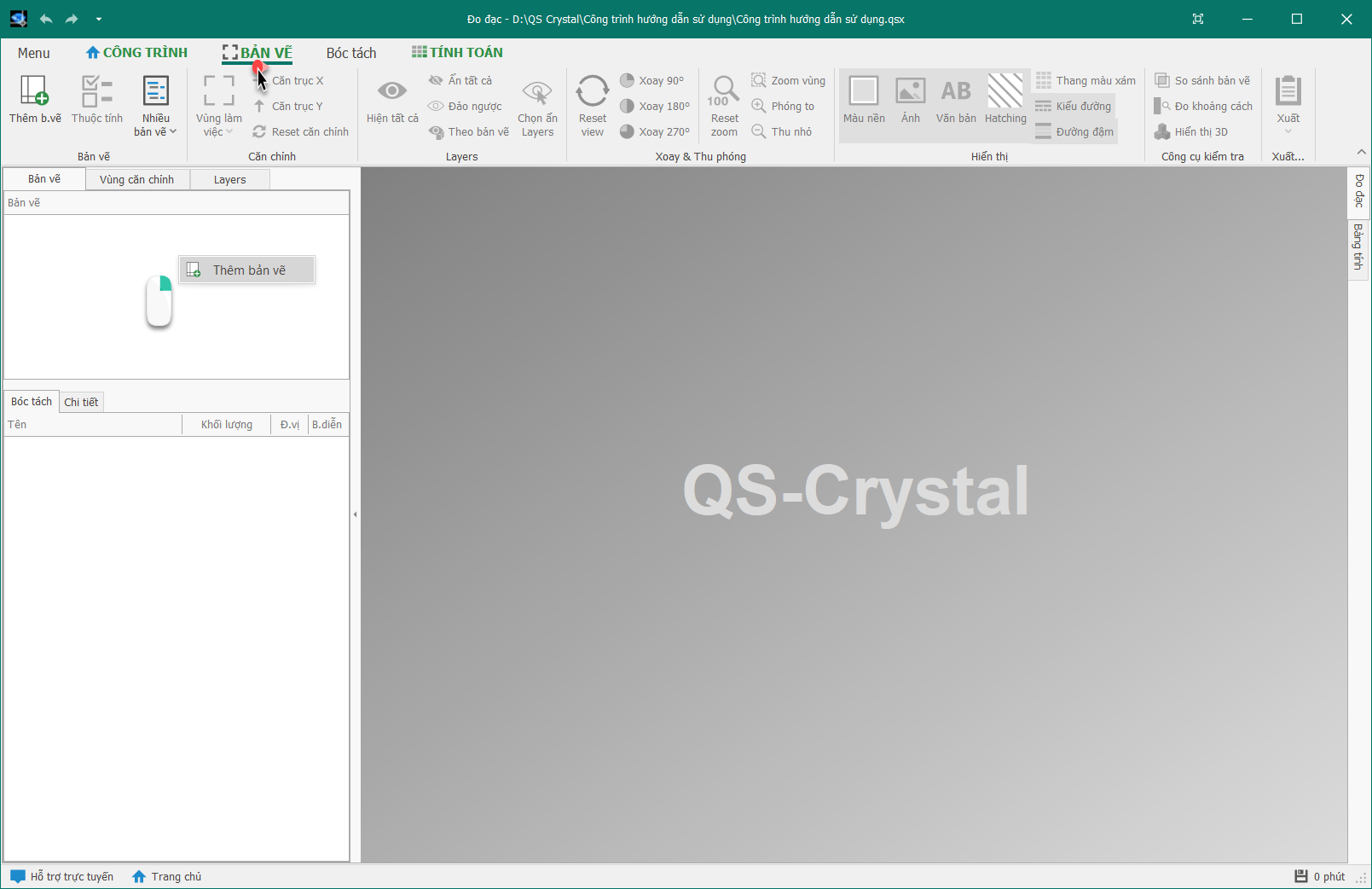 cách thêm bản vẽ vào phần mềm QSCrystal