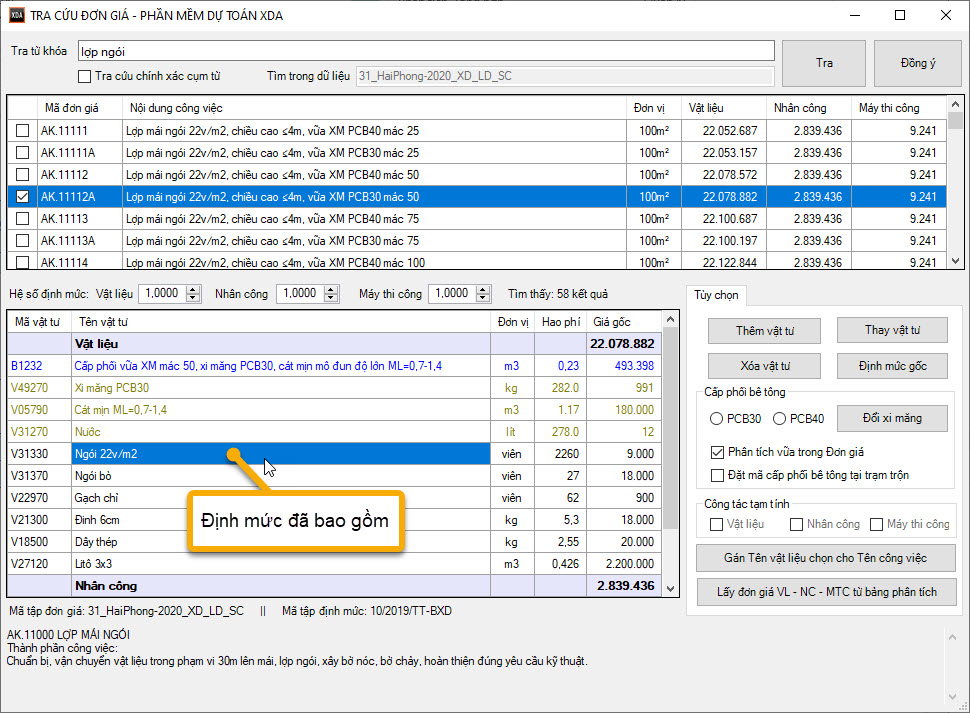 định mức dự toán xda
