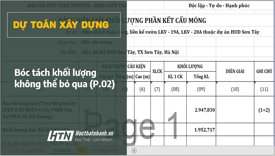 Bóc tách khối lượng không thể bỏ qua (phần 02)