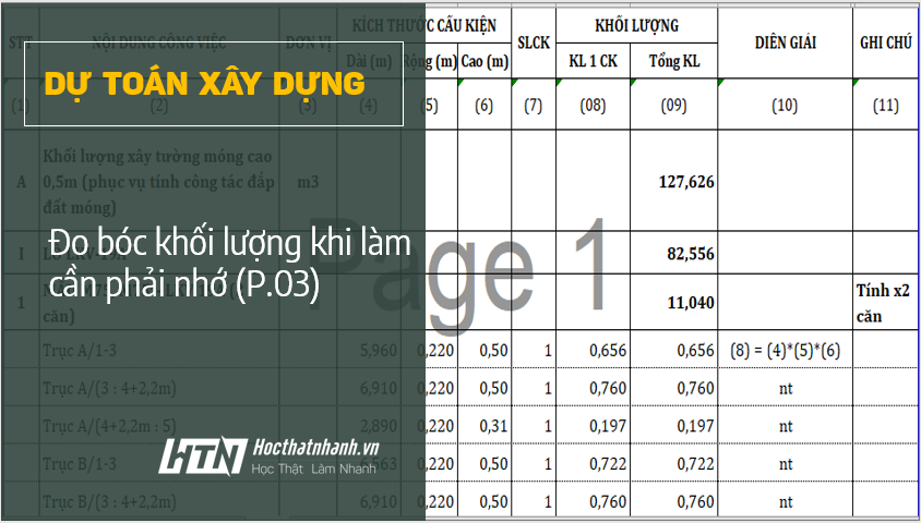 Đo bóc khối lượng khi làm cần phải nhớ (phần 03)