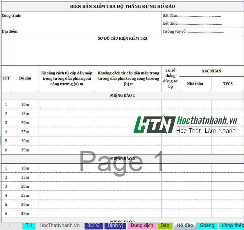Tổng hợp mẫu Checklist nghiệm thu cọc khoan nhồi, tường vây