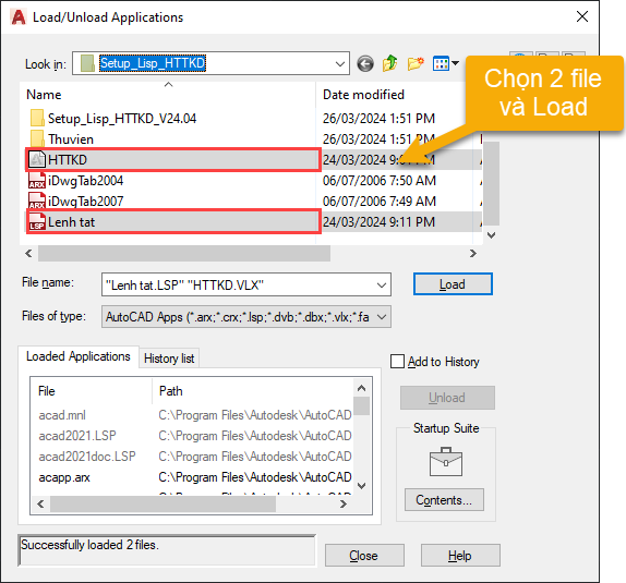 Bước 4 - Load lại Lisp bằng lệnh AP