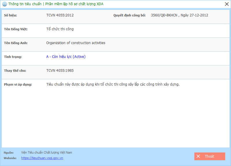 Tra cứu thông tin tiêu chuẩn xây dựng online