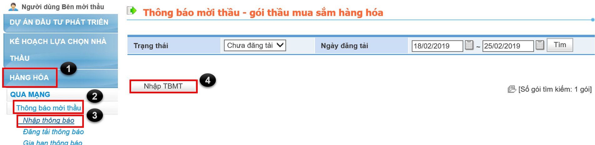 Đăng tải thông báo mời thầu và phát hành E-HSMT - ảnh 1