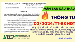 Thông tư 03/2024/TT-BKHĐT quy định về mẫu hồ sơ đấu thầu lựa chọn nhà đầu tư