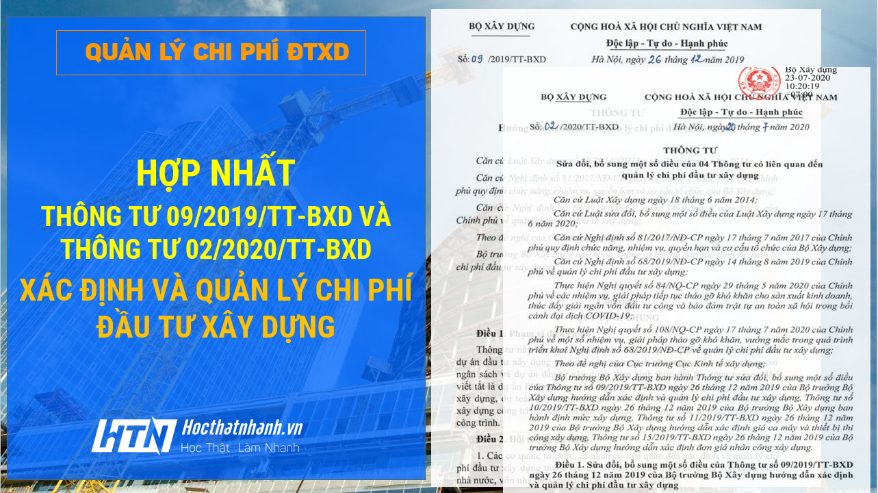 Thông tư 09/2019/TT-BXD hướng dẫn xác định và quản lý chi phí đầu tư xây dựng (Thông tư quan trọng nhất)